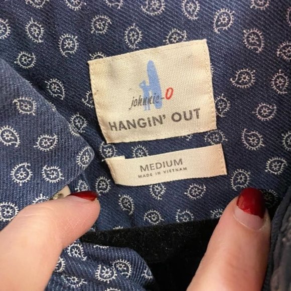 Johnnie-O Hangin Out Dixon Button-Down Paisley Print Shirt in Wake Men's Size M - Picture 3 of 8